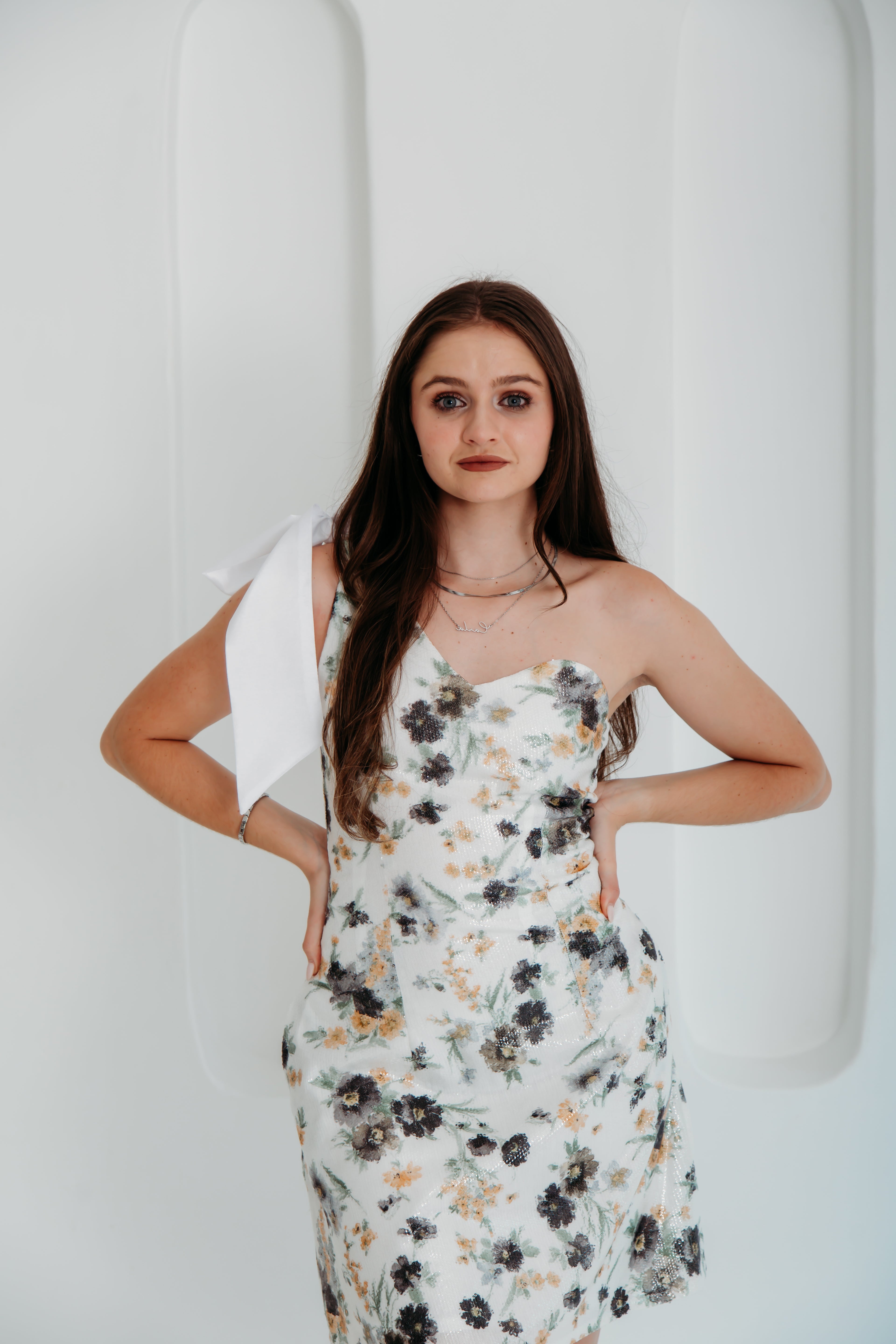 Ophelia Dress (Navy and White)