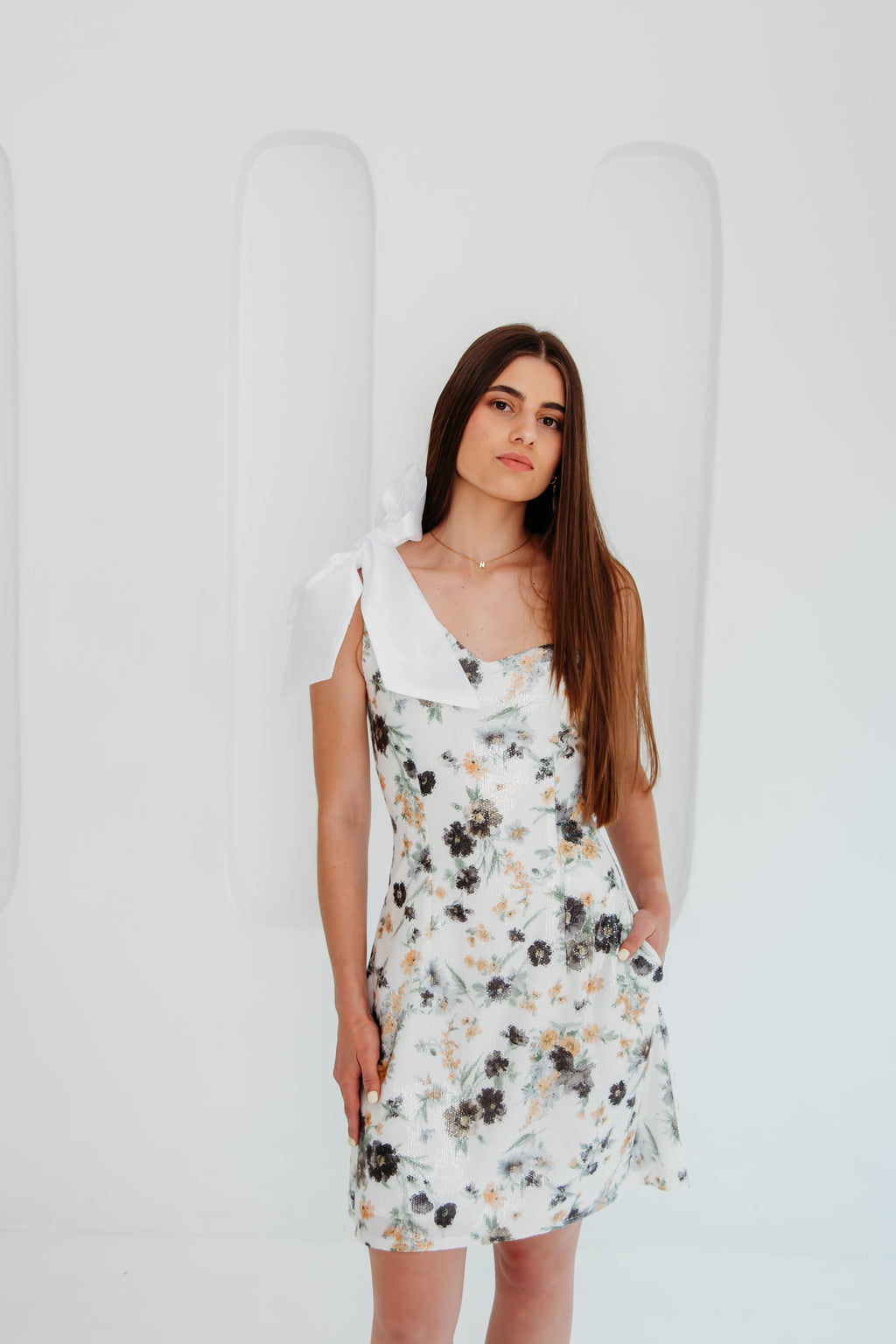 Ophelia Dress (Navy and White)