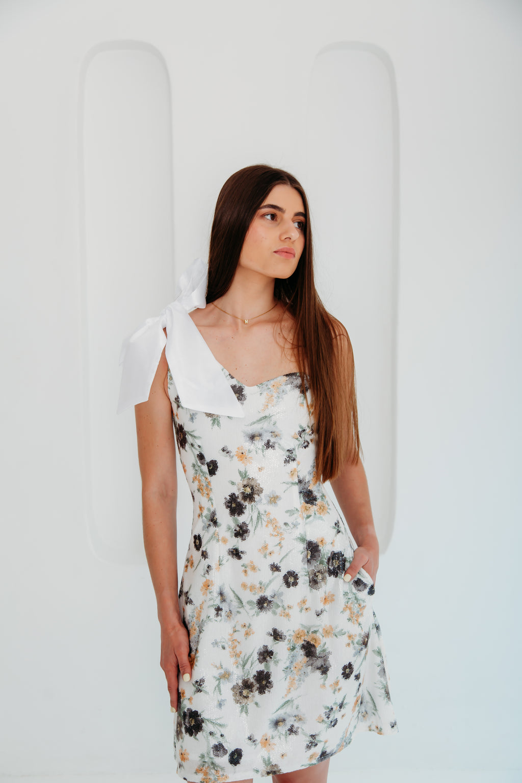 Ophelia Dress (Navy and White)