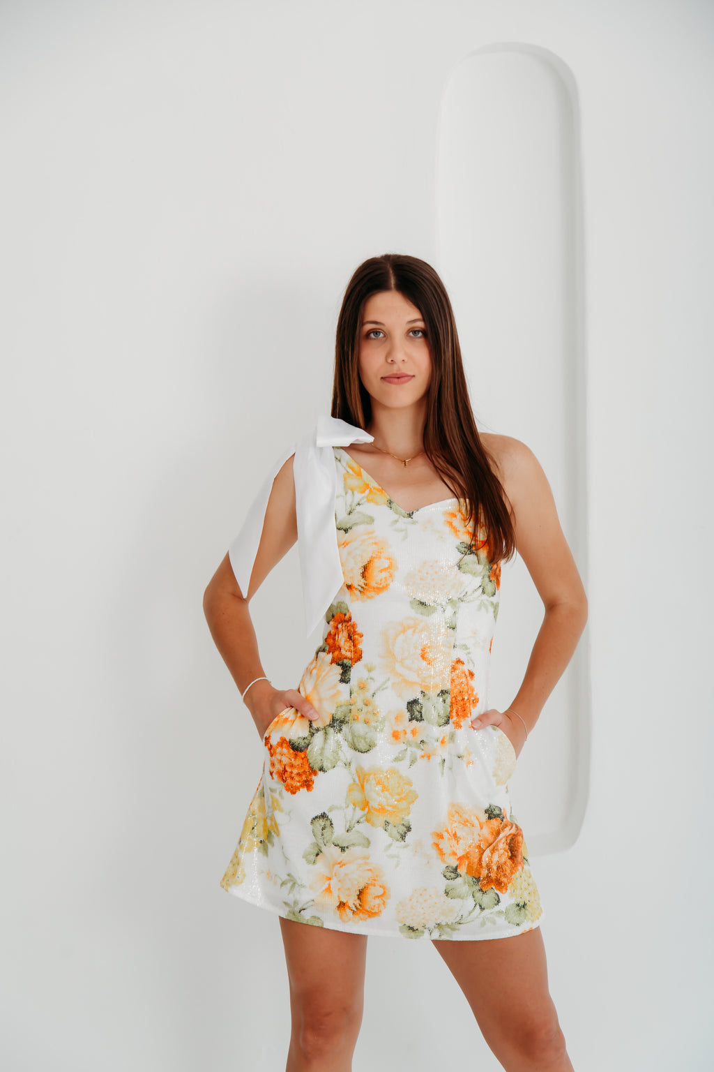Ophelia Dress (Orange, Green and White)