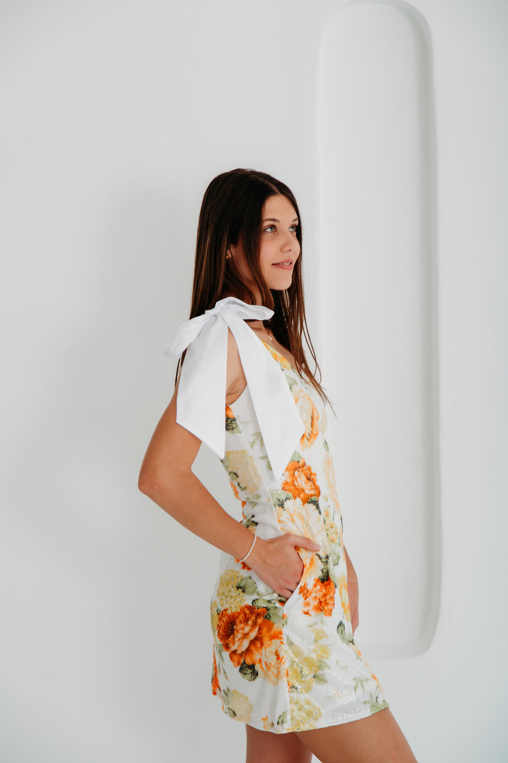 Ophelia Dress (Orange, Green and White)